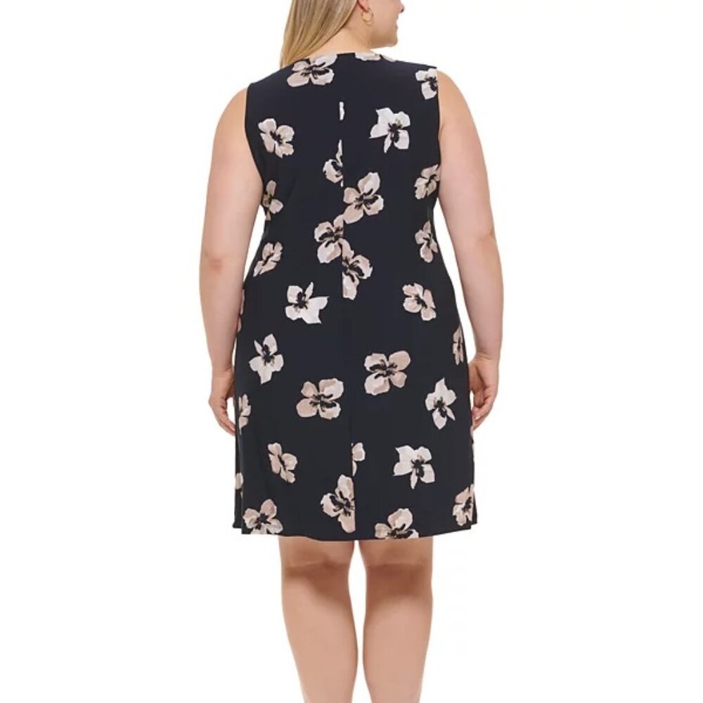 Tommy Hilfiger Printed Sleeveless Jersey Dress Sky Captain Plus Size 16W - Picture 2 of 5